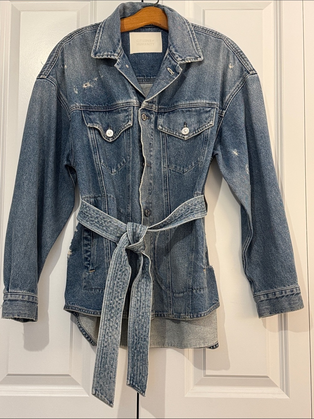 Anthropologie x Citizens of Humanity Dolly Belted Distressed Denim Jacket